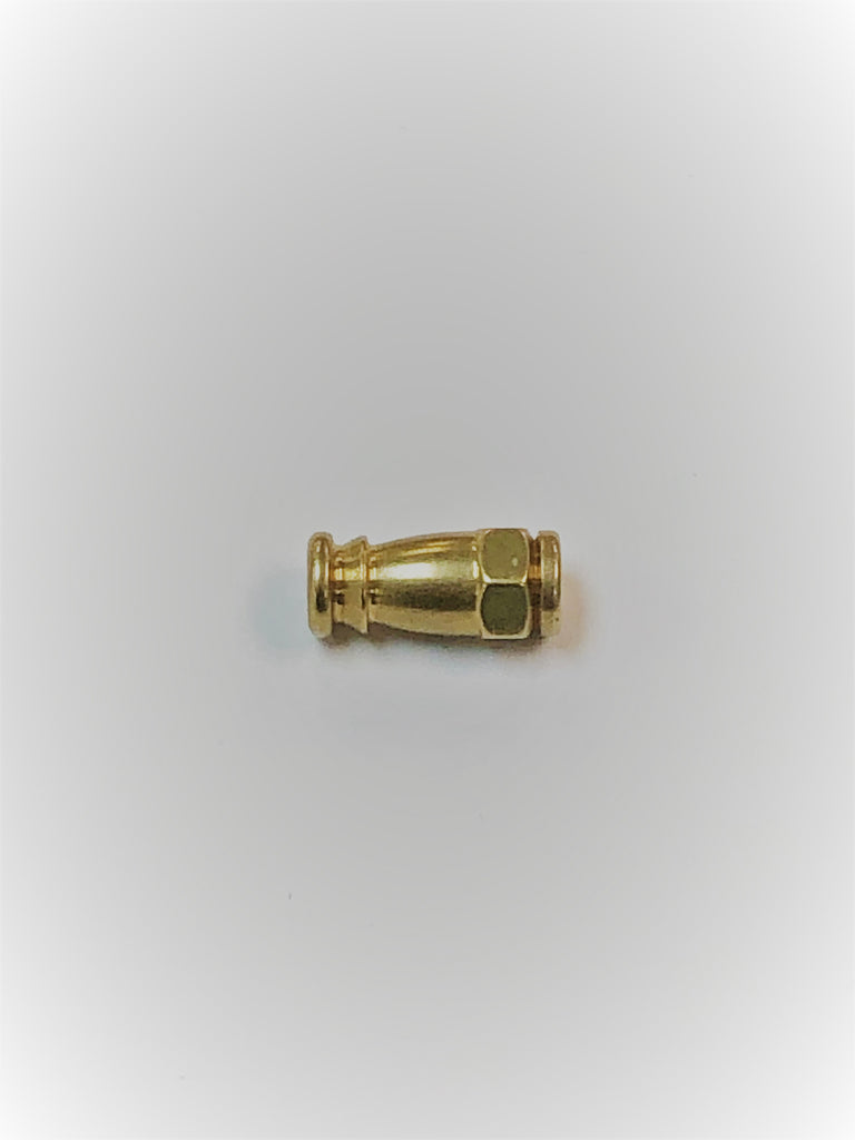 5/16" Hex Cone Nut  .715" Long - Open End  Currently Available in Raw Brass Finish